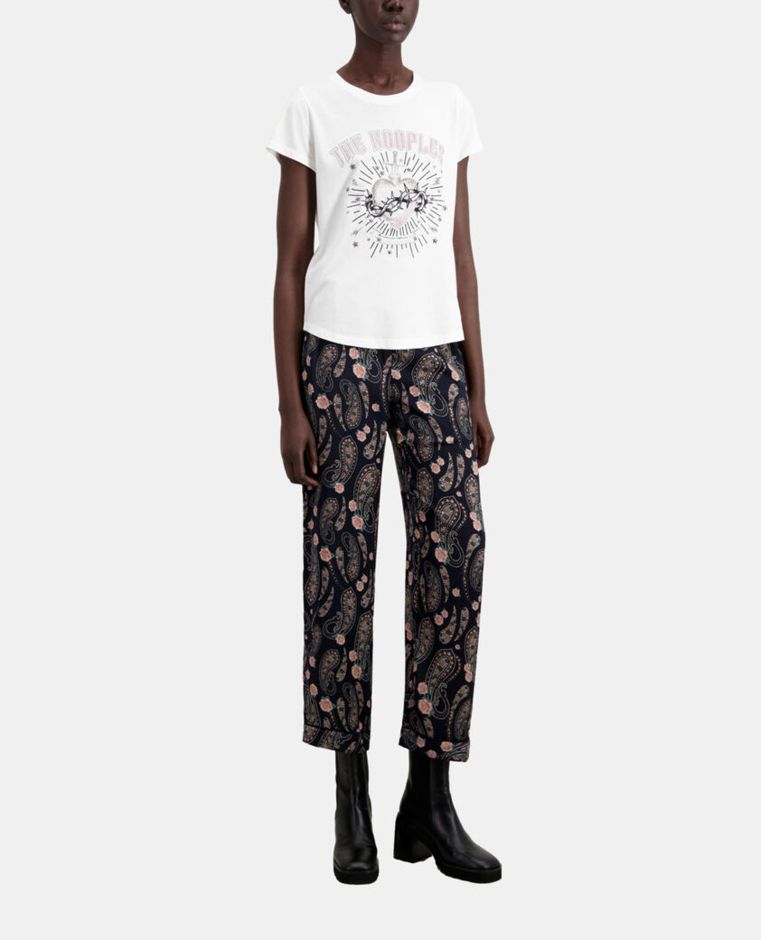 The Kooples WOMEN WHITE women's white t-shirt with dagger through heart serigraphy