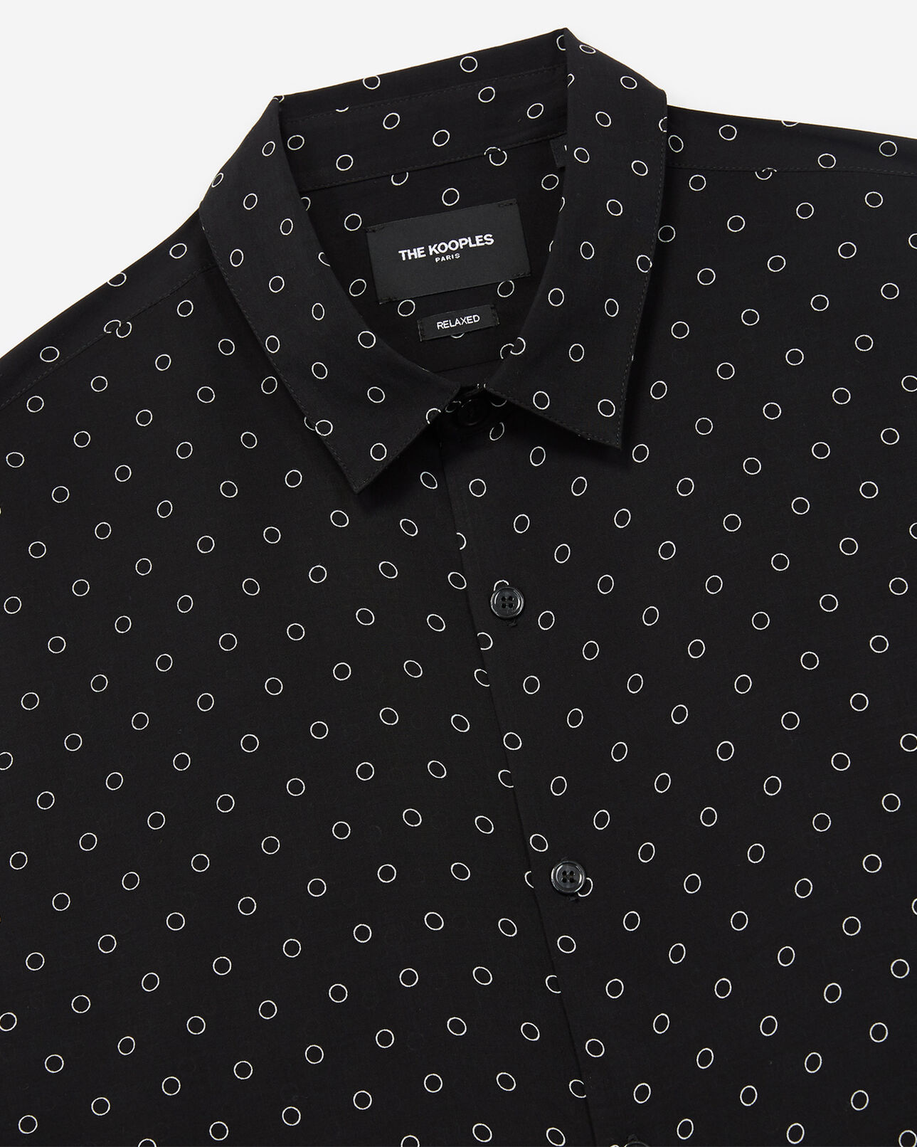 The Kooples MEN BLACK WHITE black shirt with white polka dots