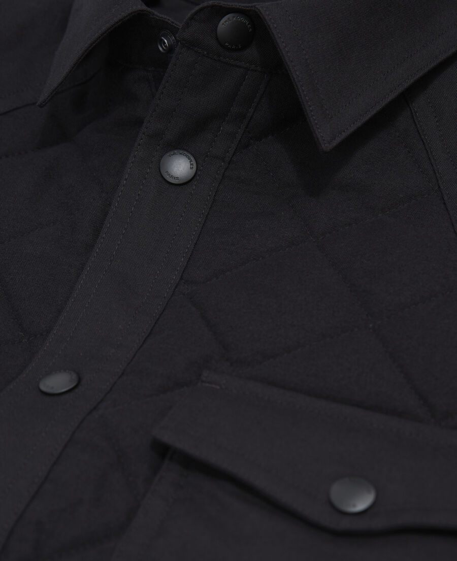 black quilted technical jacket with pockets