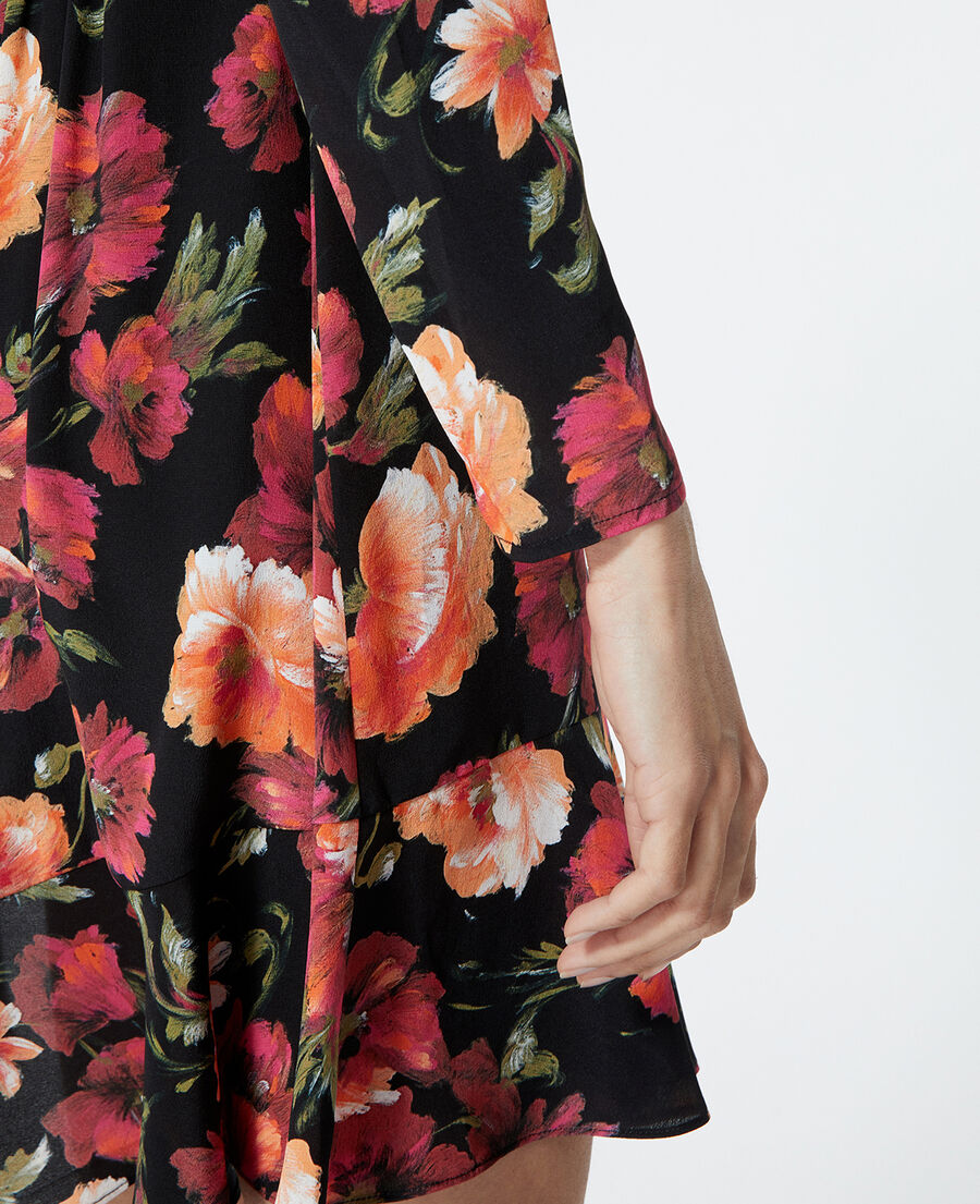 short floral printed silk dress