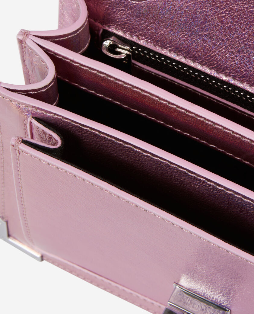 The Kooples WOMEN SWEET PINK emily chain bag in pink iridescent leather