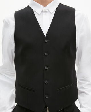 The Kooples H BLACK black wool button-down suit vest 