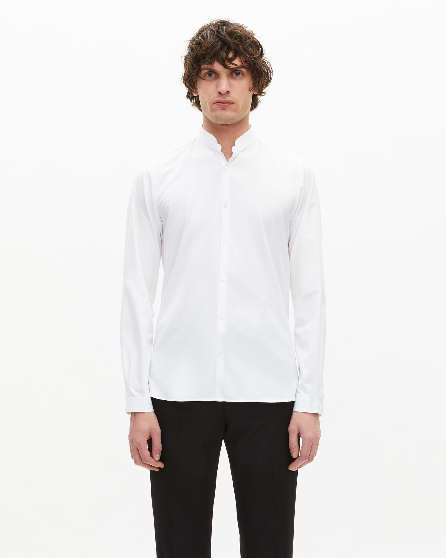 White shirt with officer collar, WHITE, hi-res image number null