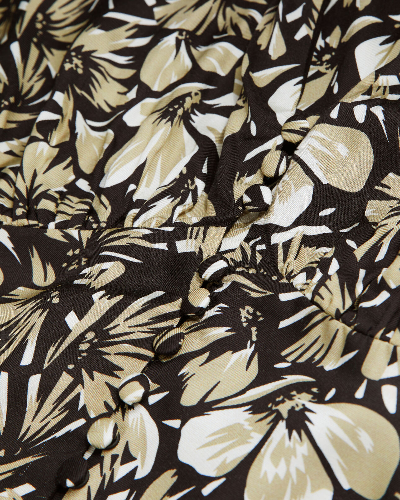 The Kooples WOMEN BLACK BROWN long printed dress with buttons