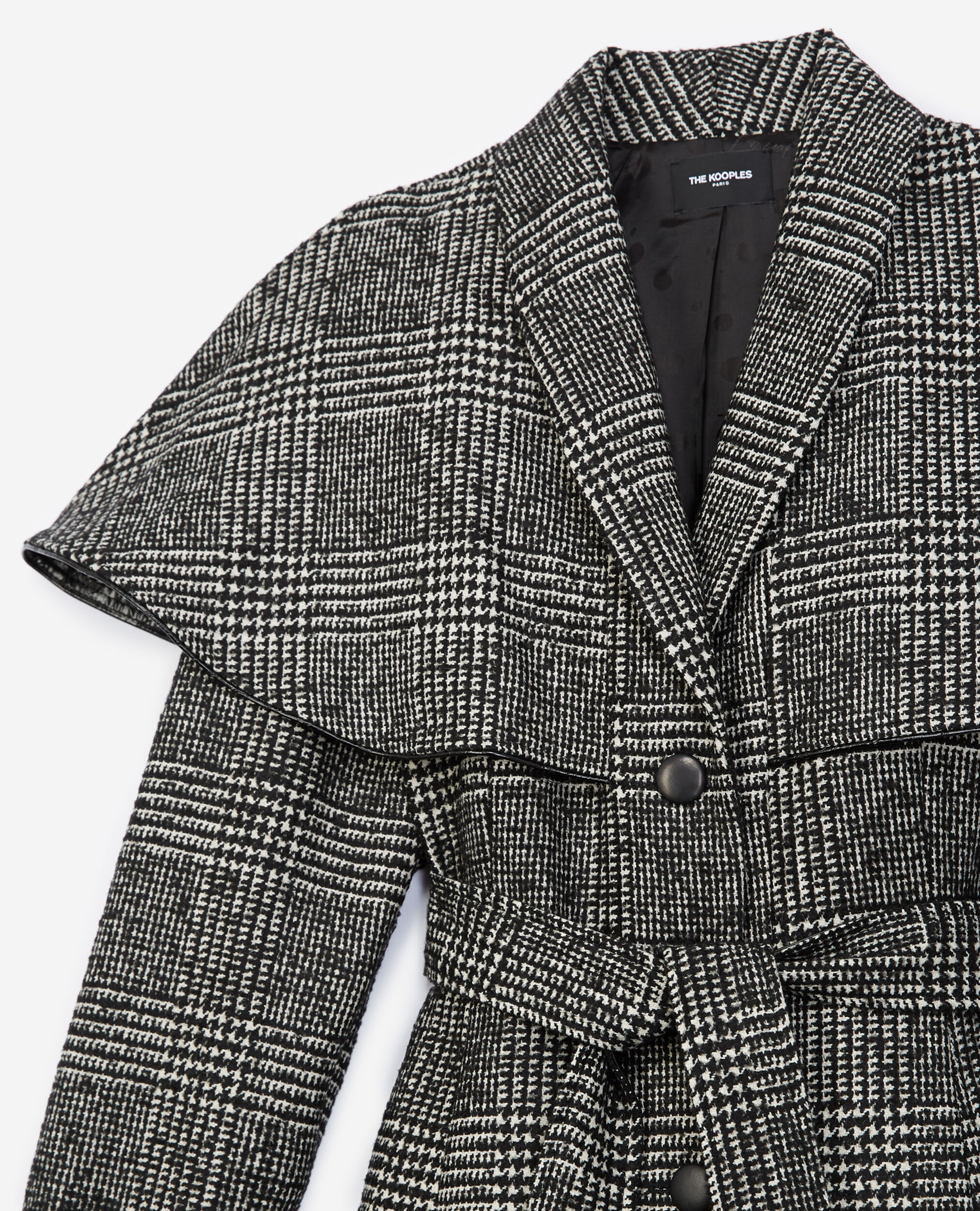 Manteau laine bicolore façon cape, BLACK WHITE, hi-res image number null