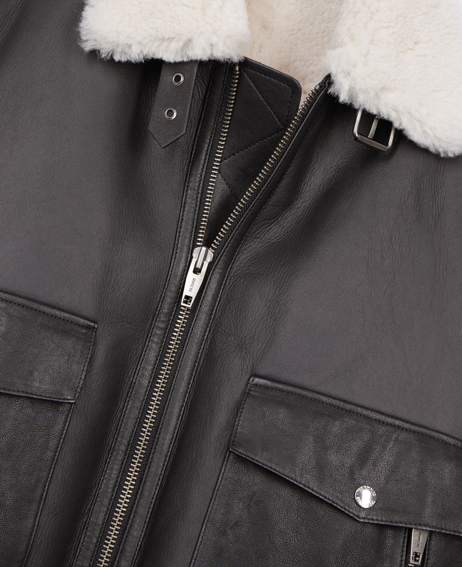 The Kooples HOMME BLACK peau lainée courte noire