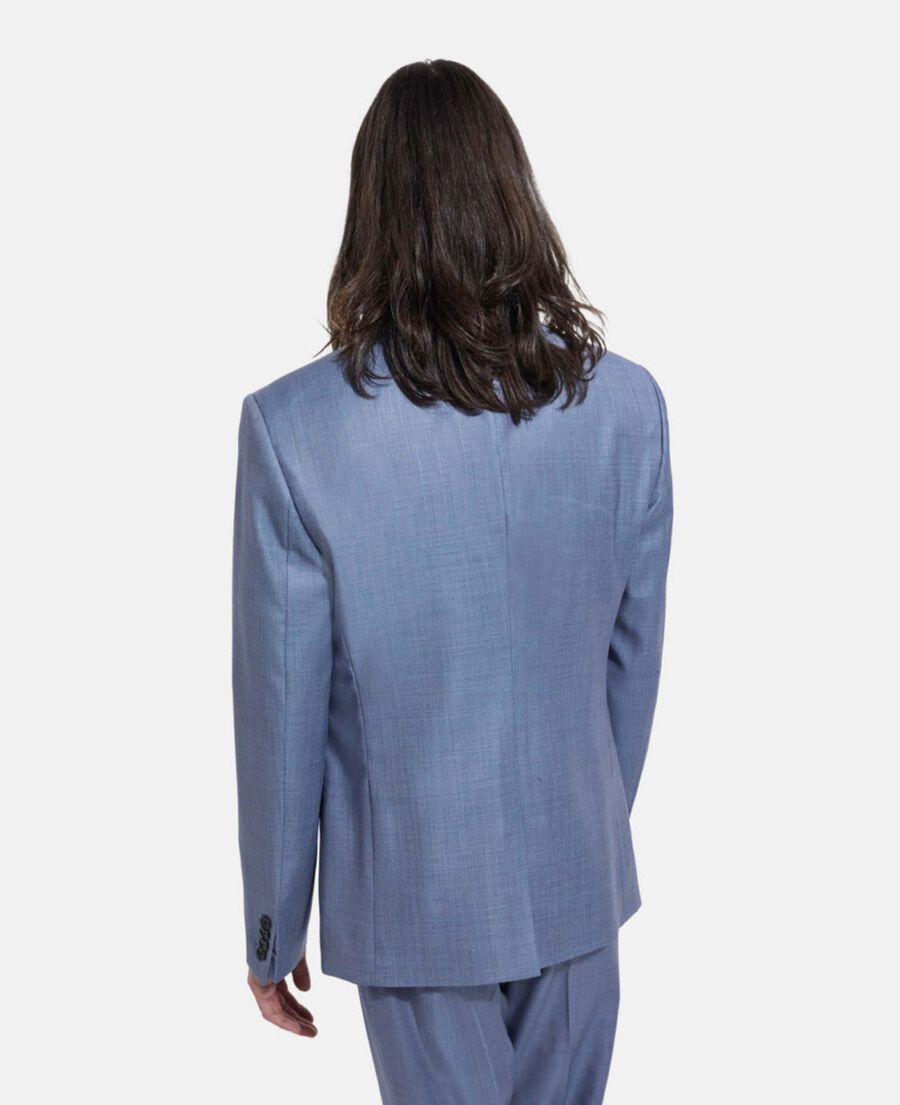 formal sky blue jacket with three pockets