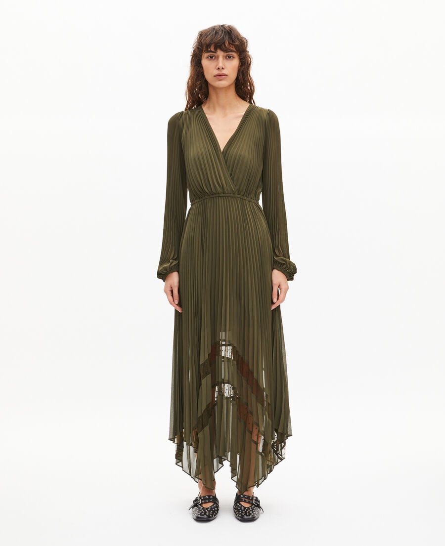 The Kooples DAMEN KAKI langes plisseekleid khaki