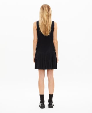 The Kooples WOMEN DARK NAVY short navy pleated knit dress