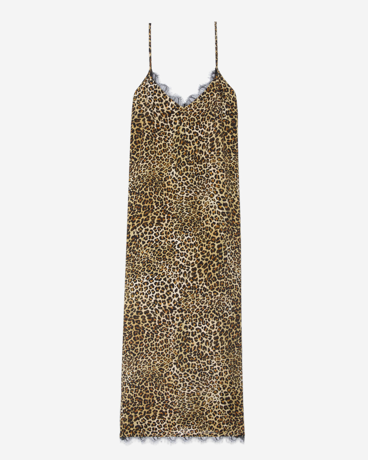 The Kooples FEMME LEOPARD robe nuisette longue en soie imprimé léopard