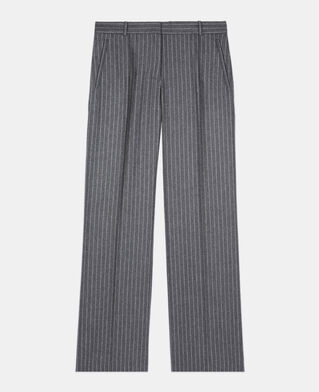 The Kooples F LIGHT GREY straight striped tailored pants