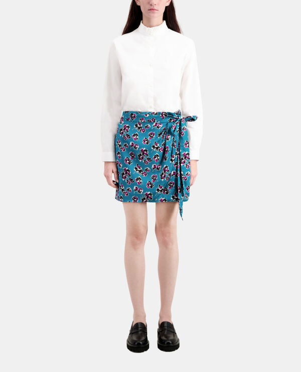 short printed wrap skirt