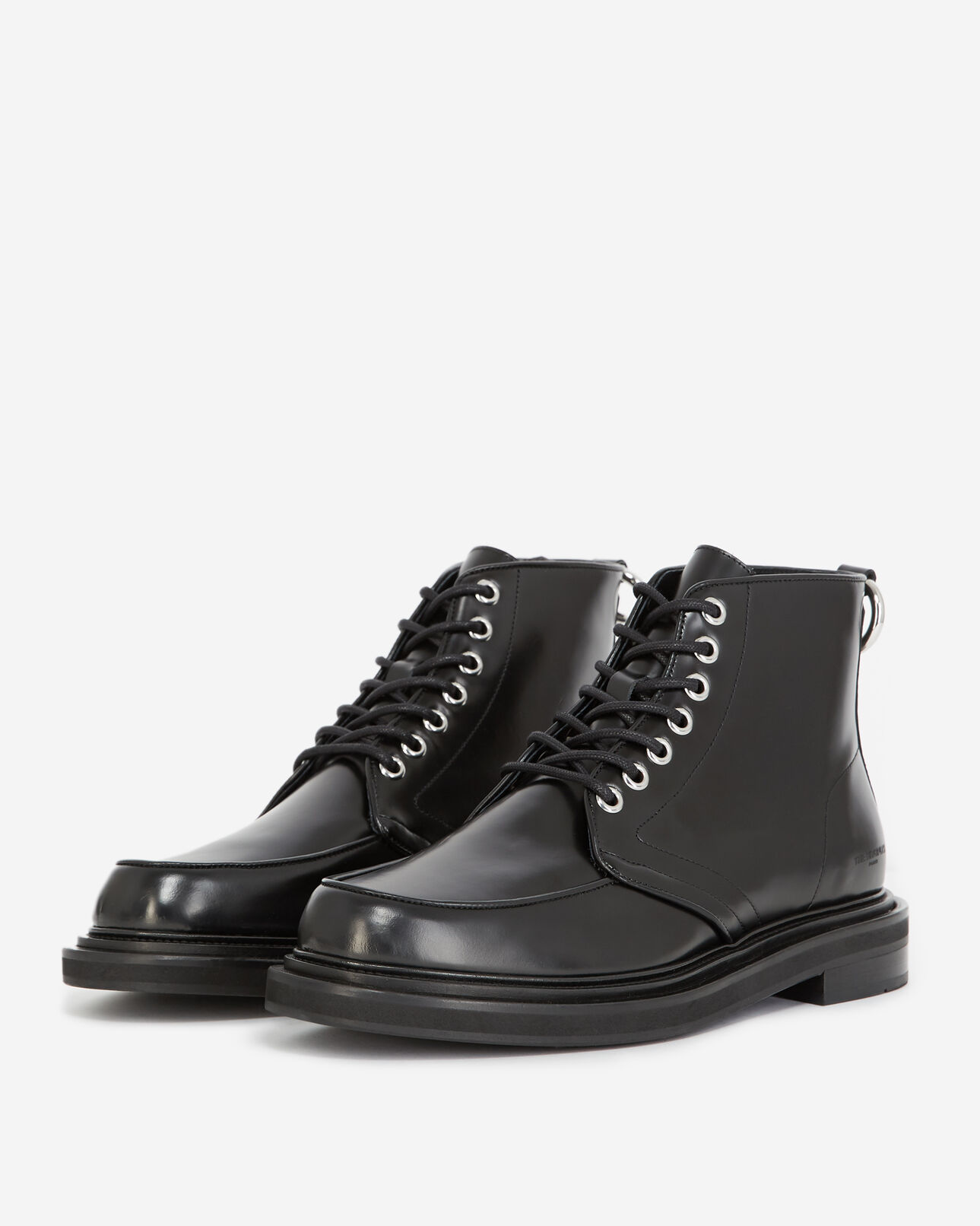 The Kooples MEN BLACK lace-up black boots in leather