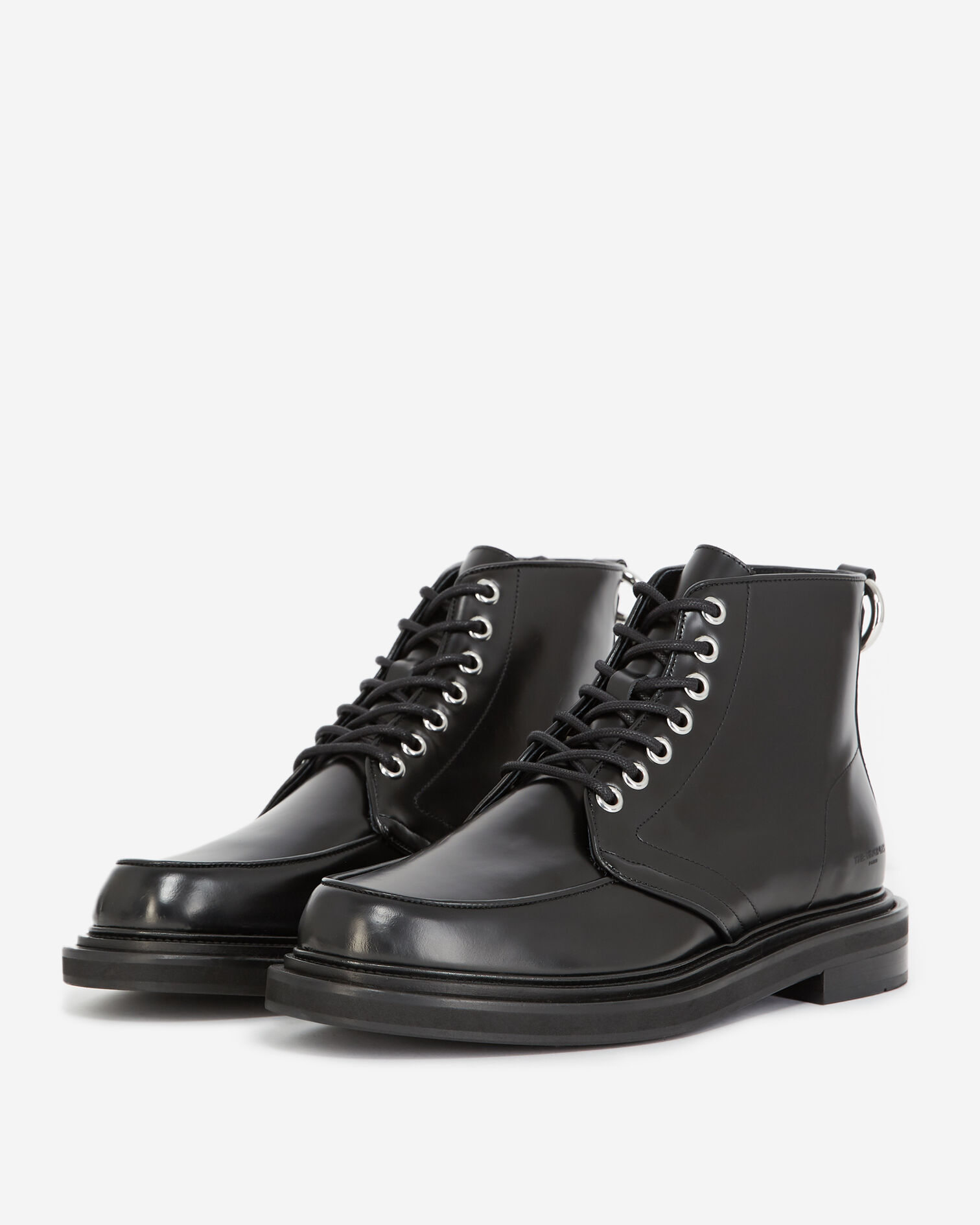 Lace-up black boots in leather, BLACK, hi-res image number null