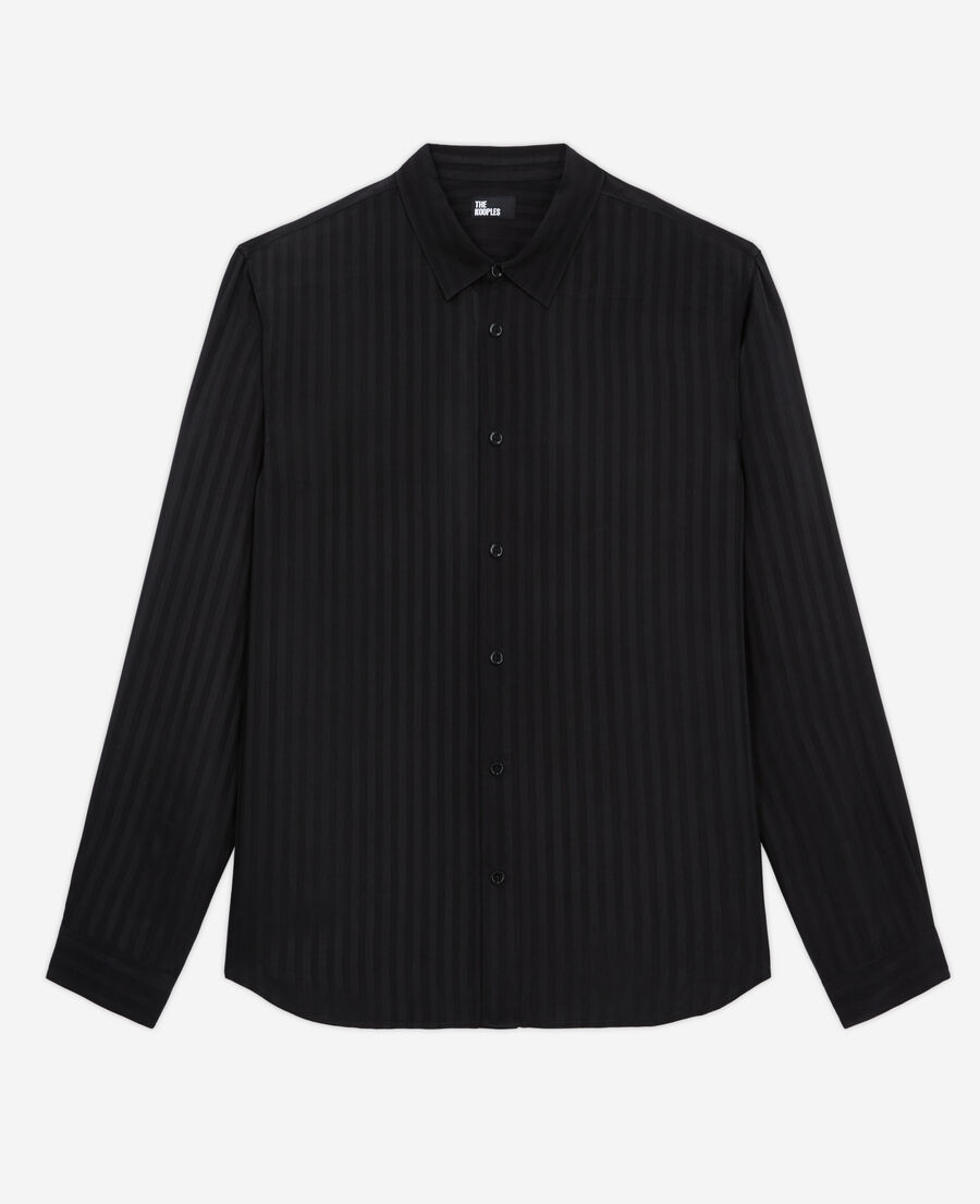 camisa rayas negra con cuello clásico