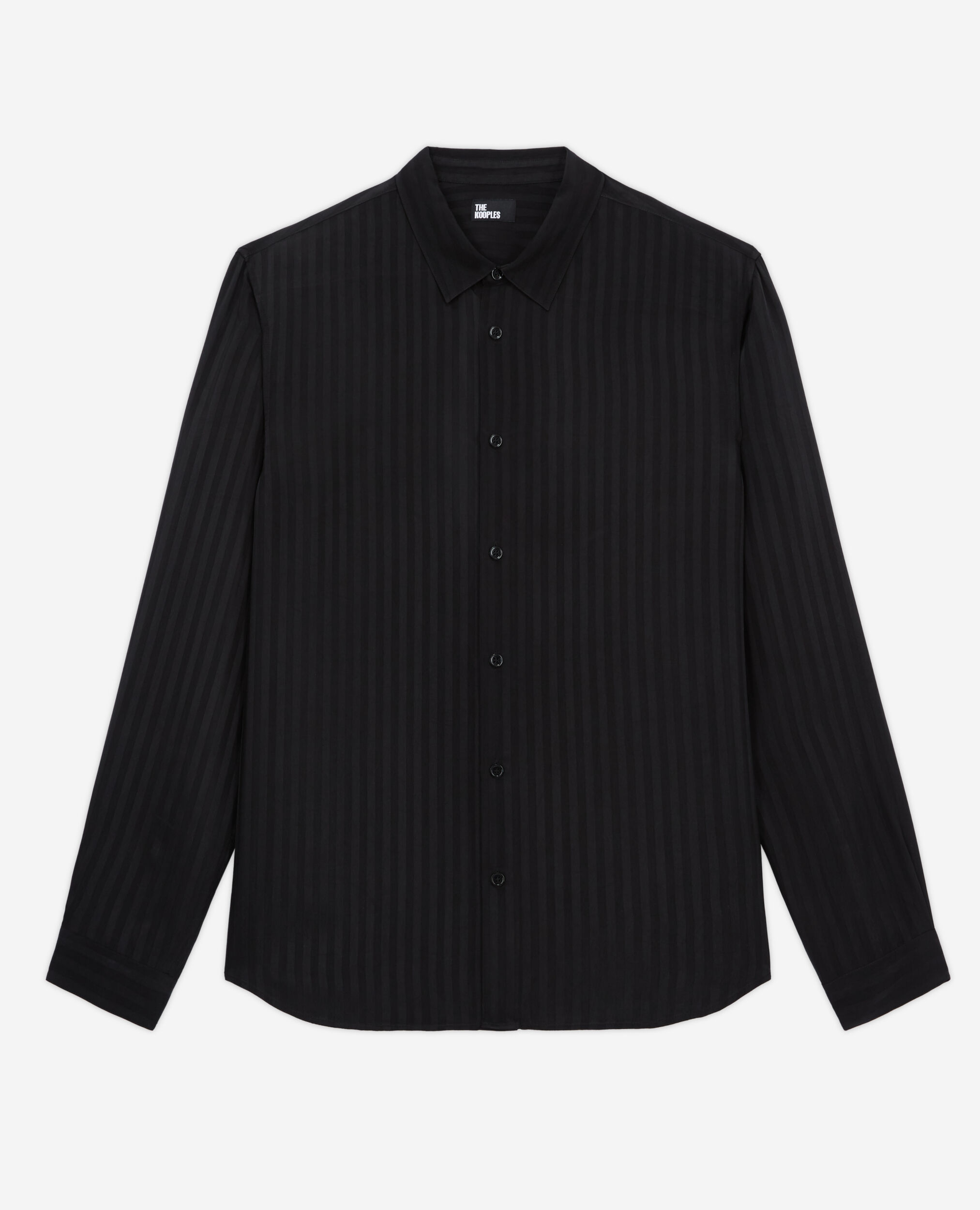 Camisa rayas negra con cuello clásico, BLACK, hi-res image number null