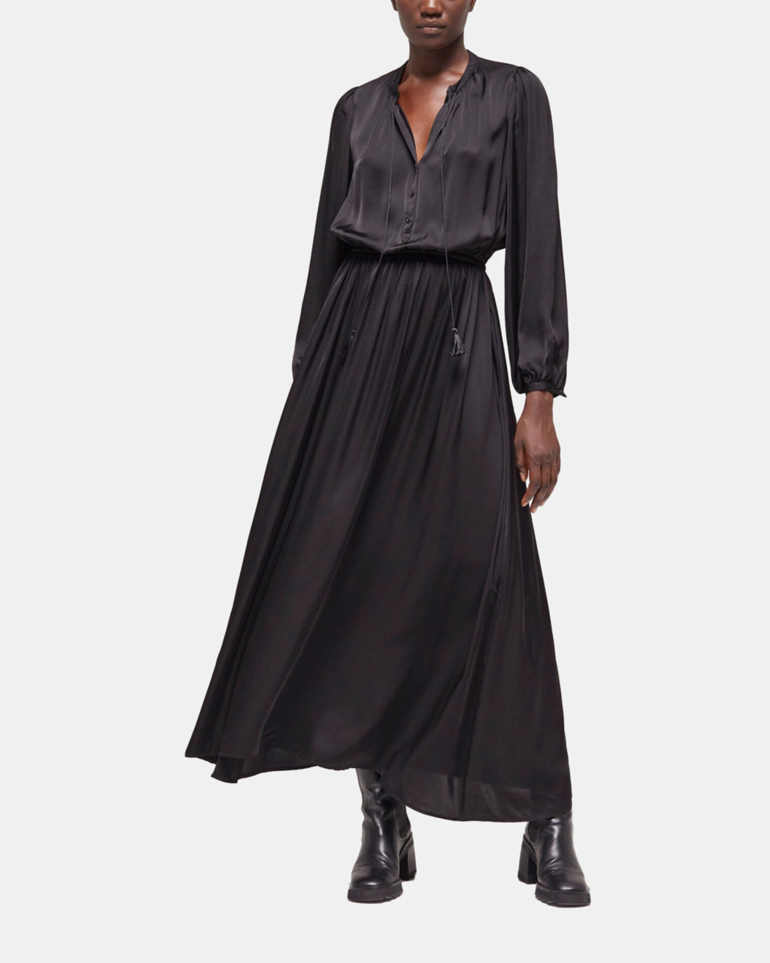 Robe longue noire, BLACK, hi-res image number null
