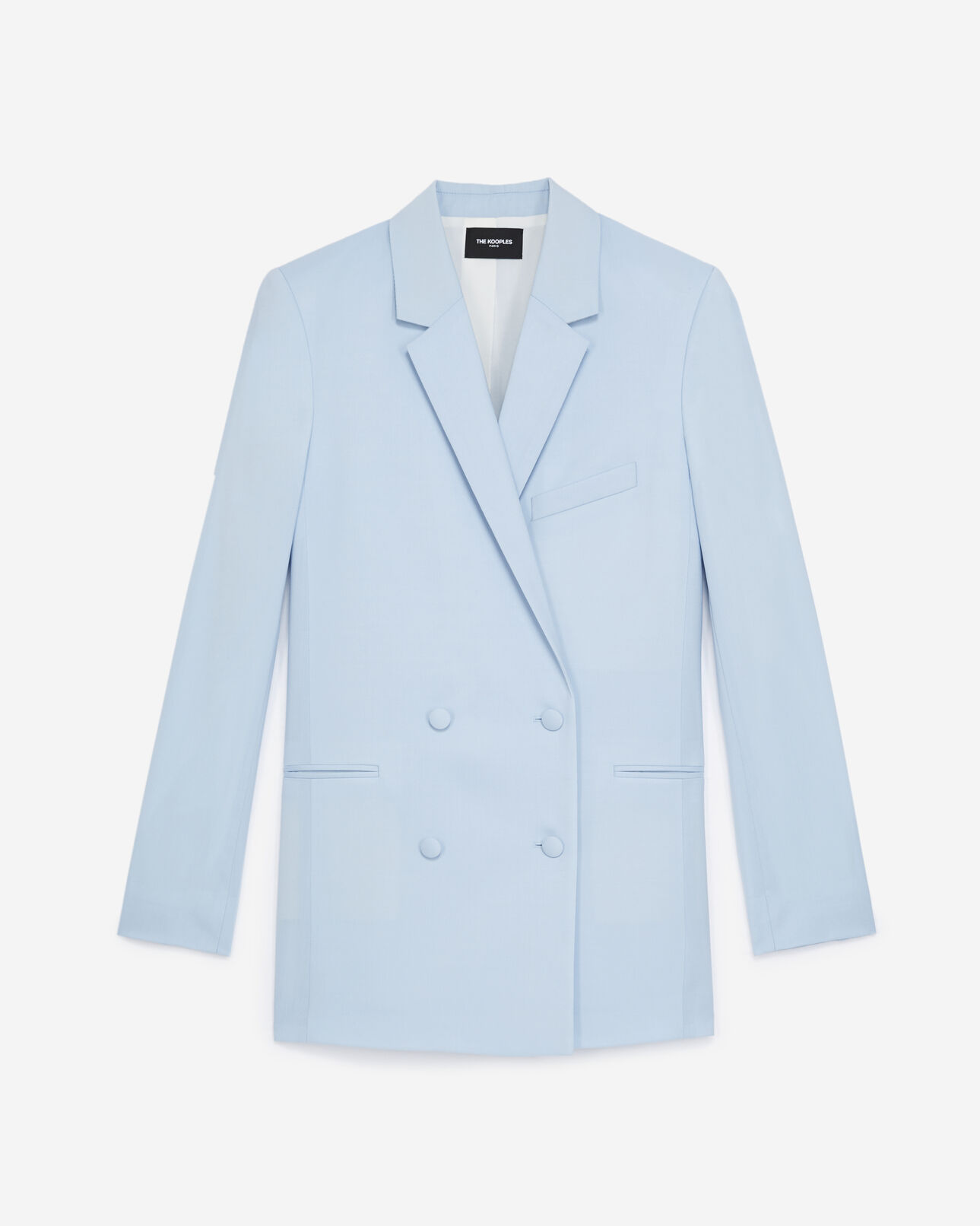 The Kooples DAMEN BLUE wolljacke hellblau wickelstil taschen