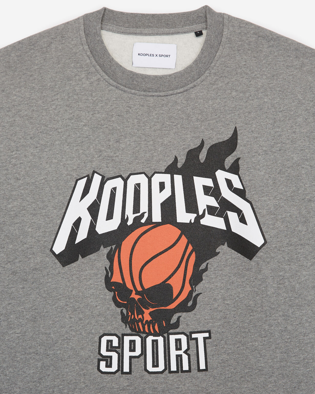 The Kooples MEN MIDDLE GREY MELANGE loose grey sweatshirt w/print and breast logo