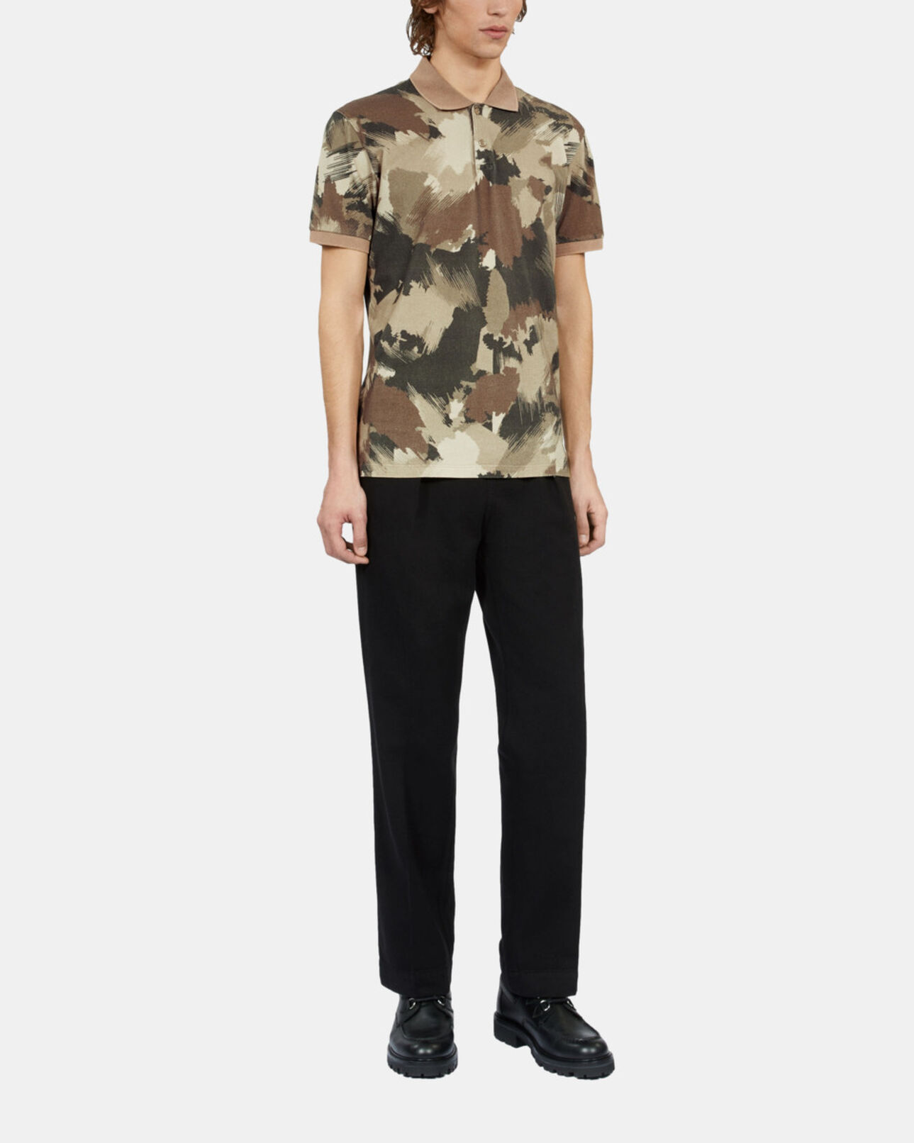 The Kooples MEN CAMOUFLAGE camouflage print pique cotton polo t-shirt
