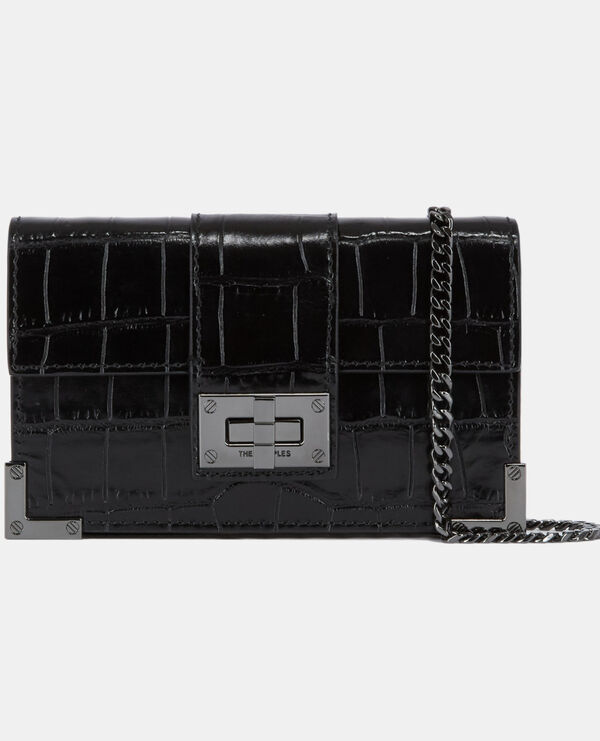 small emily clutch bag in faux crocodile leather