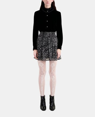 The Kooples FEMME BLACK WHITE jupe courte imprimée avec smocks