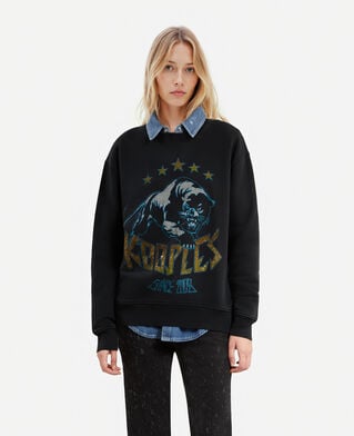 The Kooples FEMME BLACK WASHED sweatshirt avec sérigraphie noir