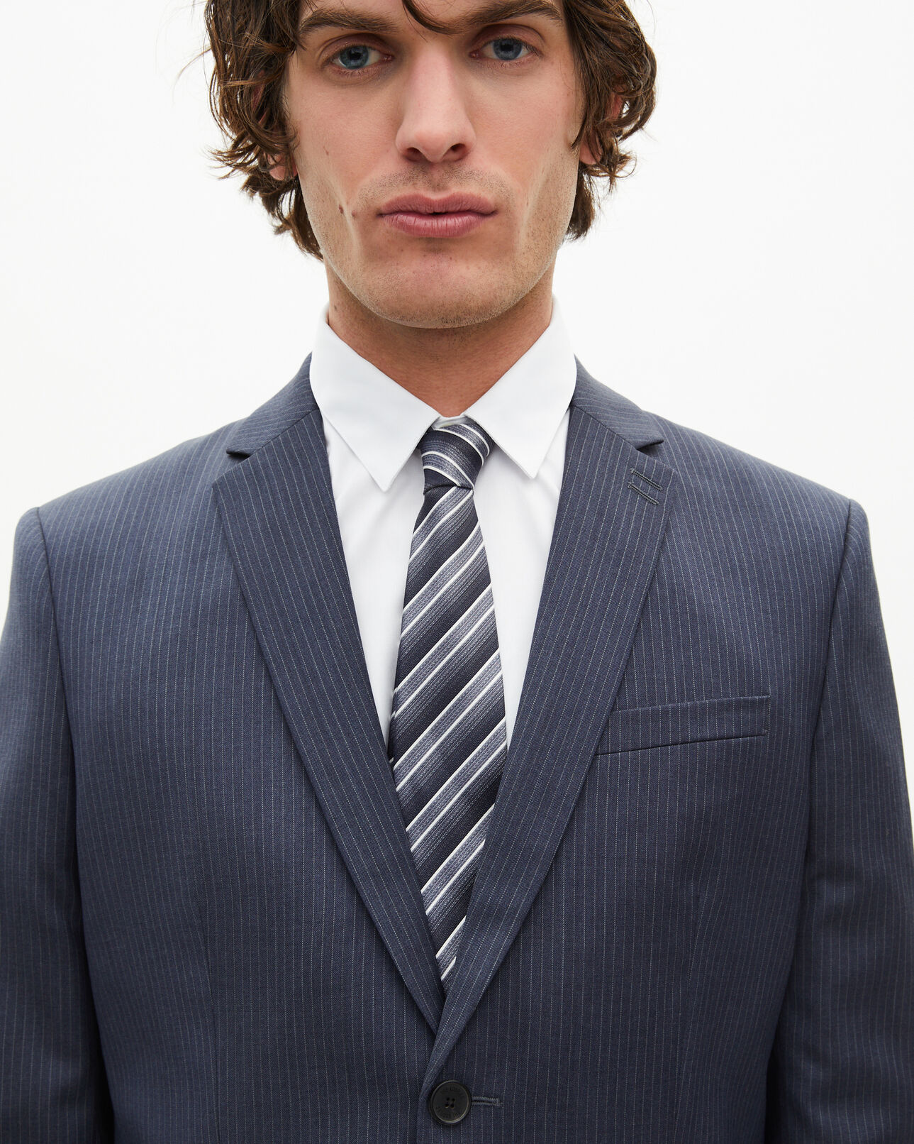 The Kooples MEN BLUE blue pinstripe suit jacket