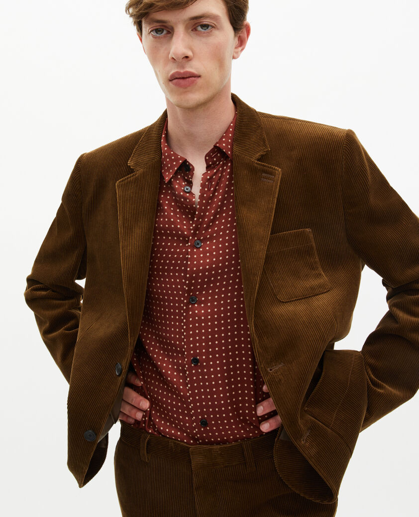 The Kooples HOMME CARAMEL veste de costume en velours côtelé marron