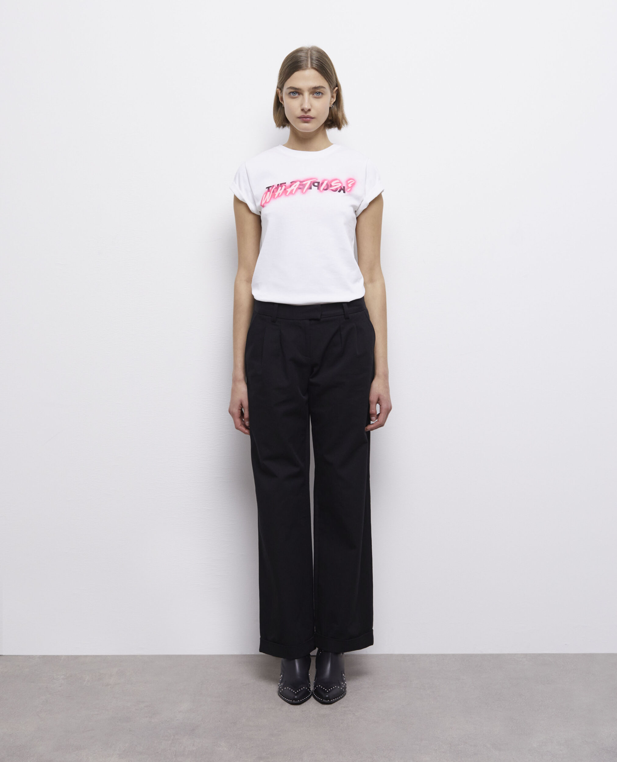Wide-leg black pants, BLACK, hi-res image number null