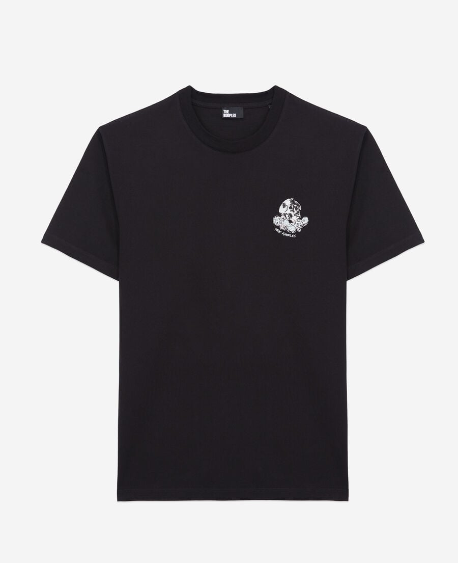 The Kooples H BLACK men's black t-shirt with vintage skull embroidery