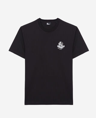 The Kooples H BLACK men's black t-shirt with vintage skull embroidery