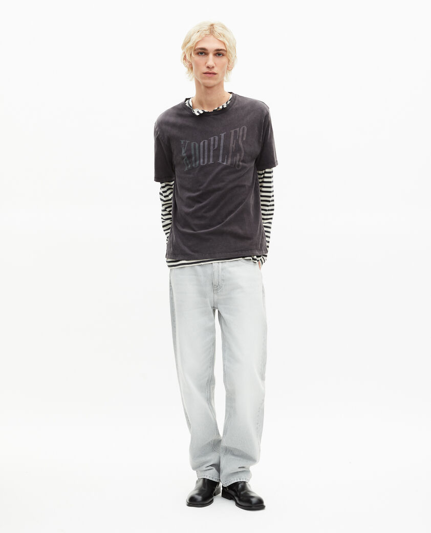 The Kooples MEN BLACK WASHED the kooples black t-shirt with faded screen print