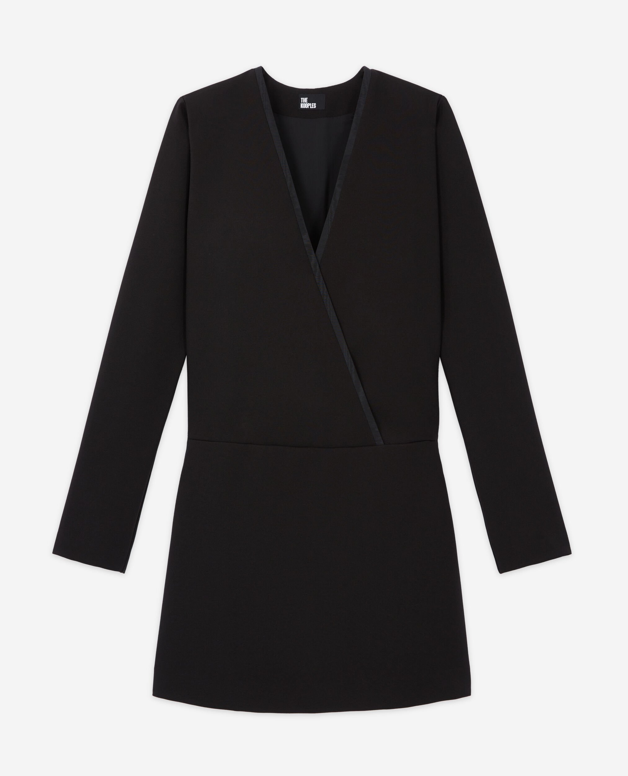 Robe courte croisée noire, BLACK, hi-res image number null