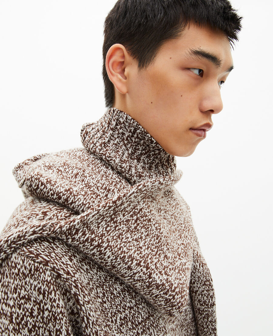 The Kooples HOMBRE BEIGE-BROWN jersey beige y blanco con cuello vuelto