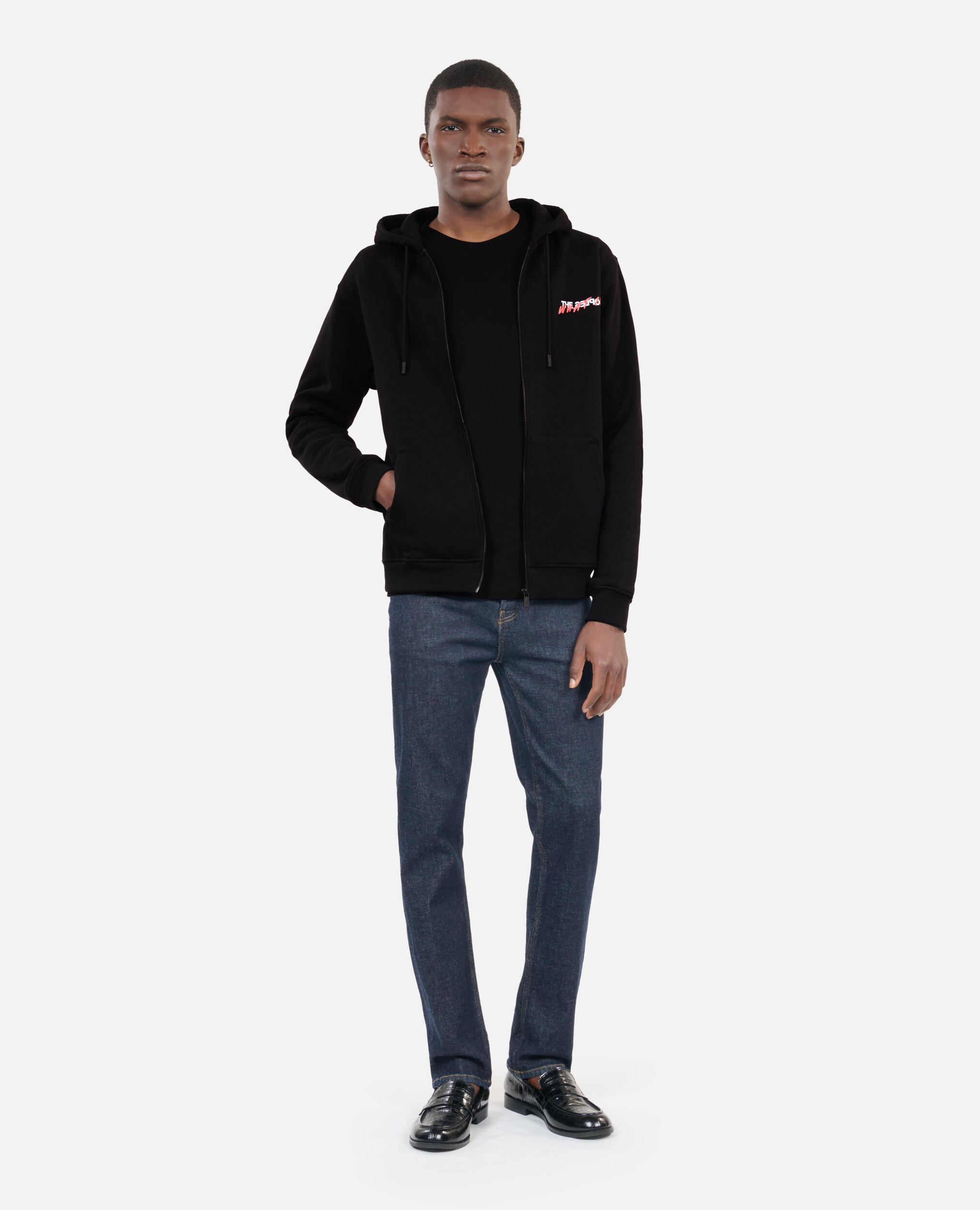 Herren Schwarzes Kapuzensweatshirt „What is“, BLACK, hi-res image number null