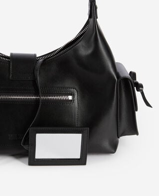 The Kooples WOMEN BLACK amelia bag with chain in black smooth leather
