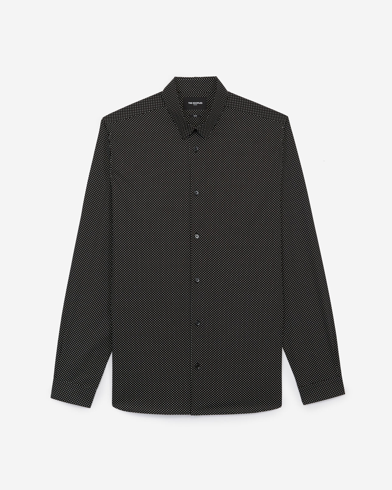 The Kooples HOMME BLACK WHITE chemise noire à imprimé pois blancs