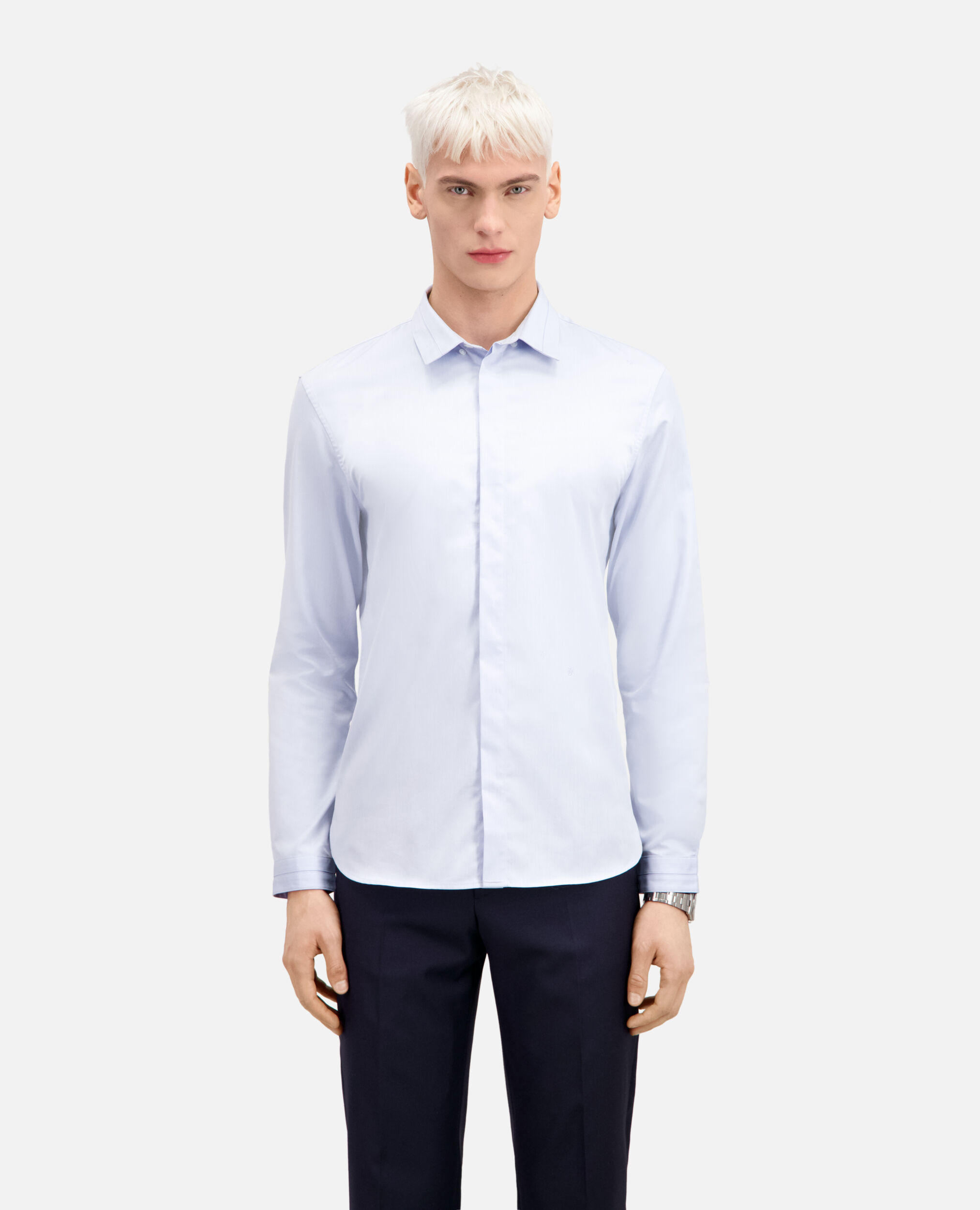 Smart twill sky blue shirt, LIGHT BLUE, hi-res image number null