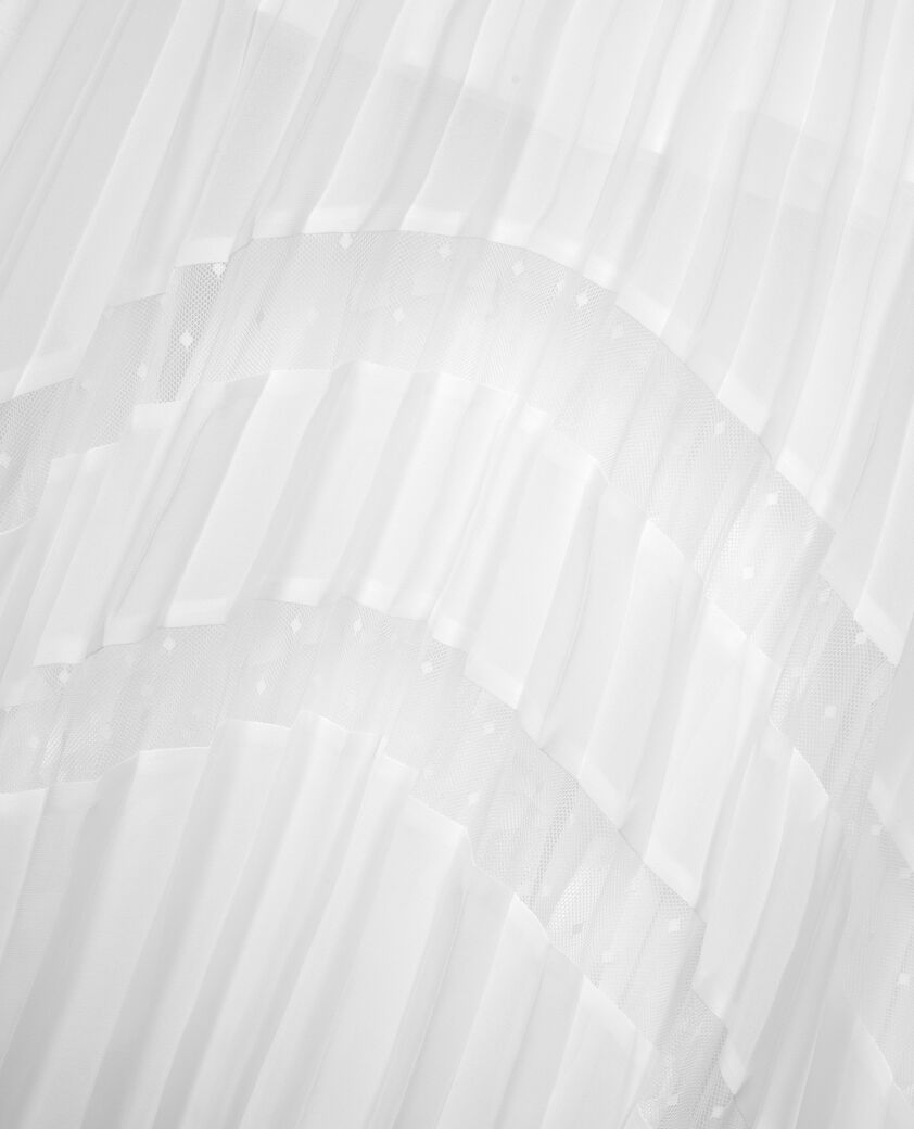 The Kooples FEMME ECRU robe longue pliss&eacute;e avec plumetis &eacute;crue