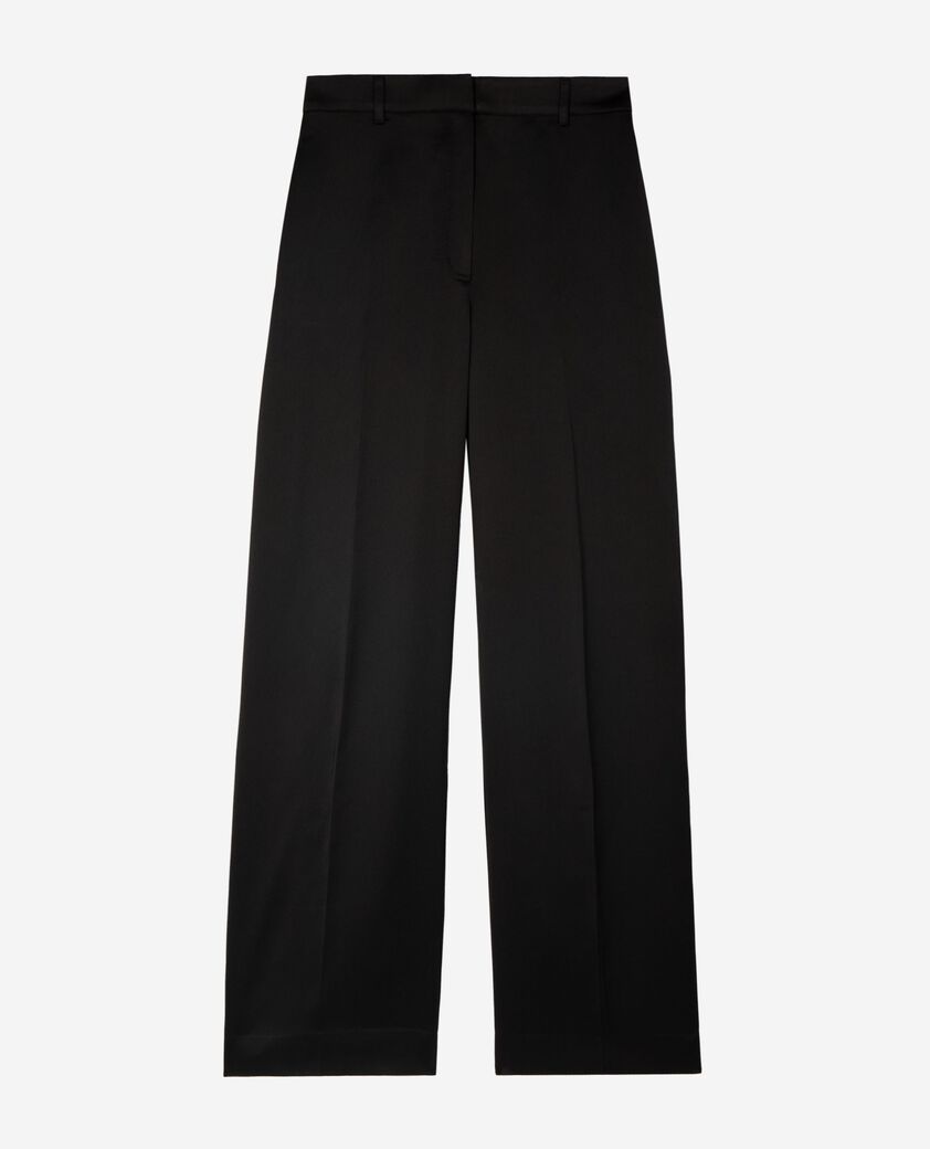 The Kooples FEMME BLACK pantalon large en satin noir