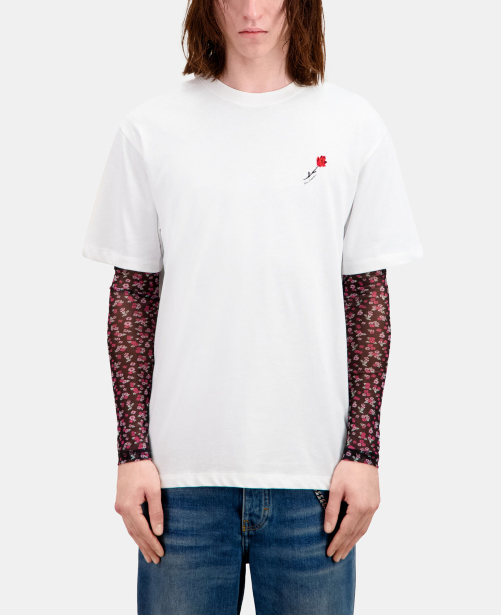 The Kooples HOMME WHITE t-shirt homme blanc avec broderie fleur