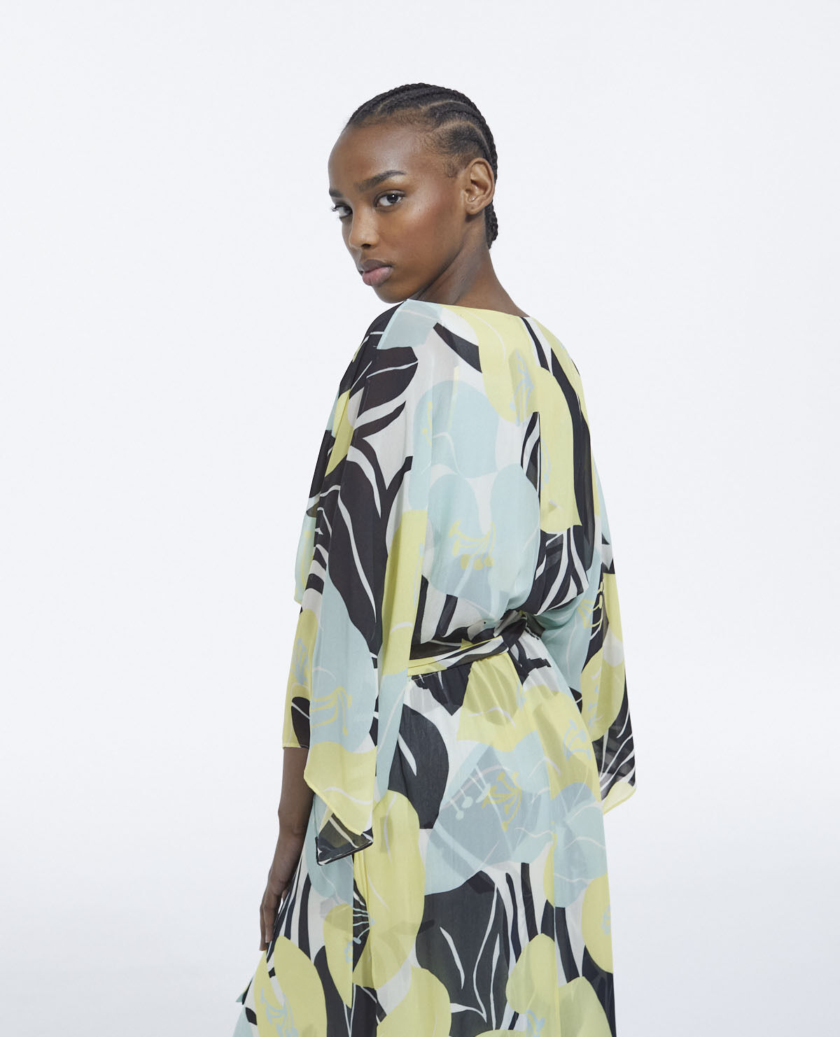 Robe longue verte fleurie zara hot sale