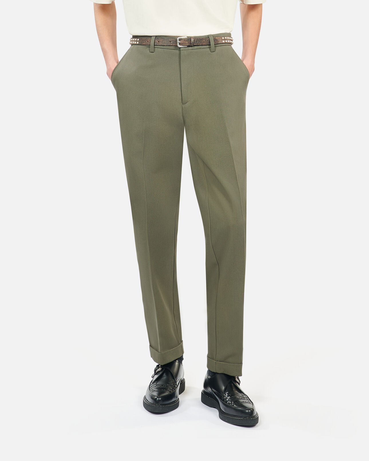 The Kooples MEN OLIVE NIGHT khaki cotton trousers