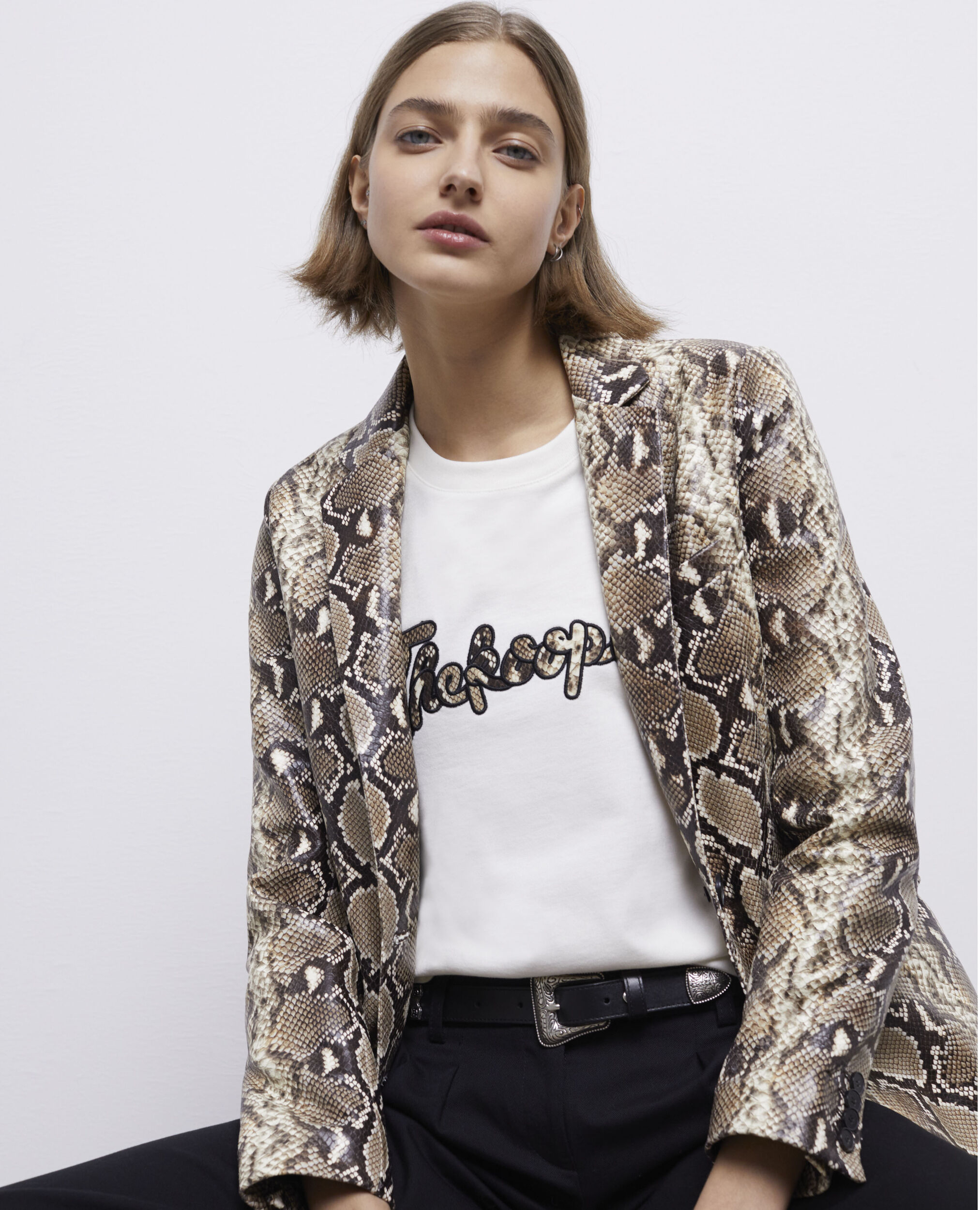 snakeskin-effect Leather Jacket - The Kooples