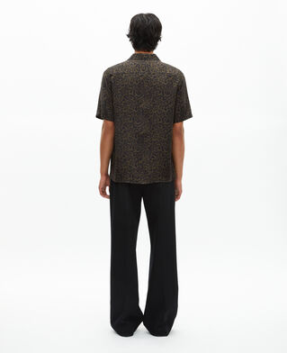 The Kooples MEN BLACK KAKI short-sleeved khaki leopard print shirt