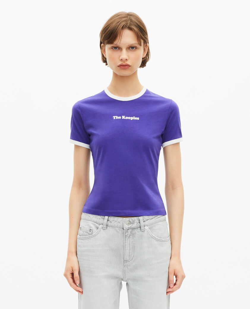 The Kooples WOMEN ELECTRIC BLUE t-shirt with purple screen print
