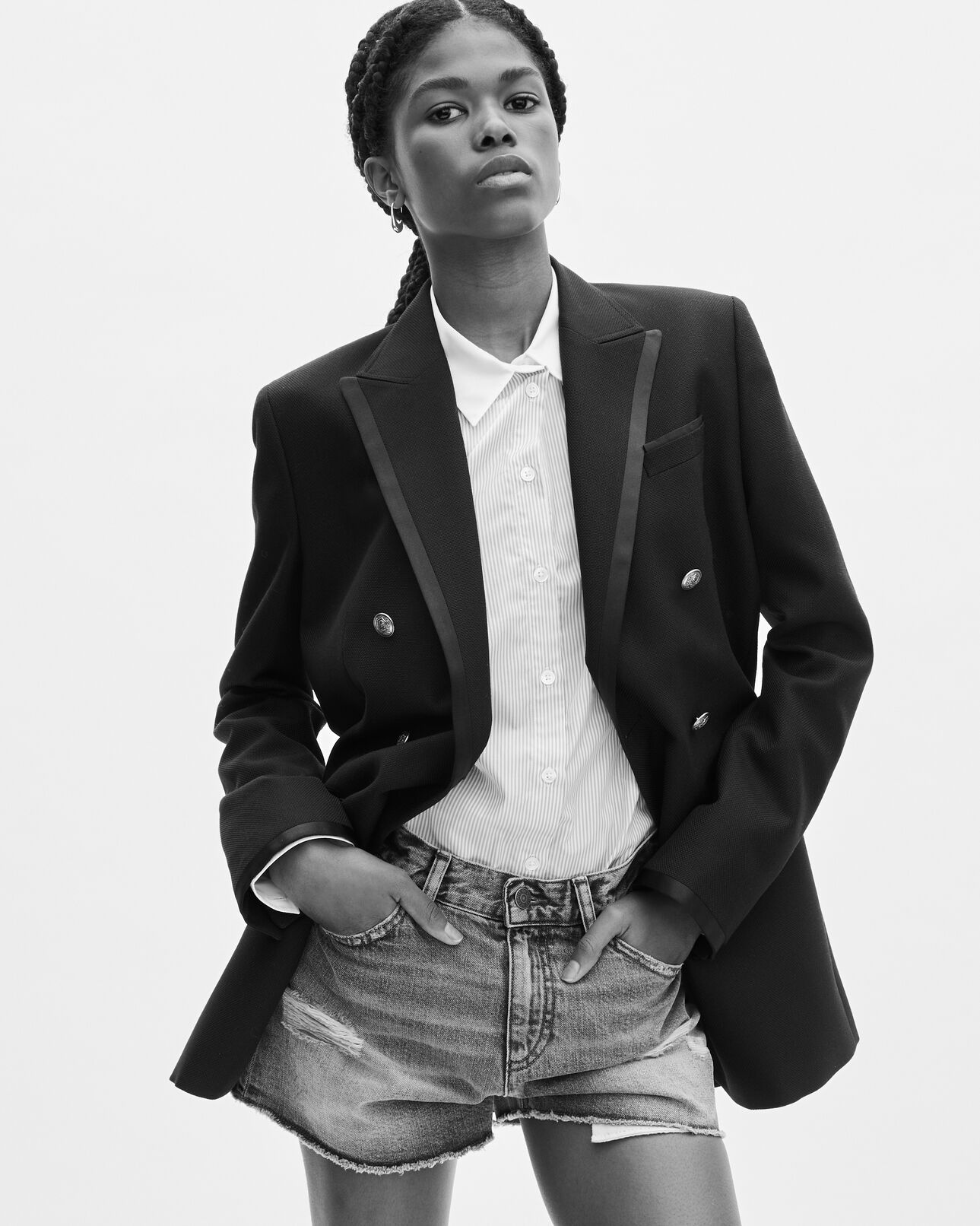 The Kooples FEMME DARK NAVY veste tailleur en laine mélangée bleu marine