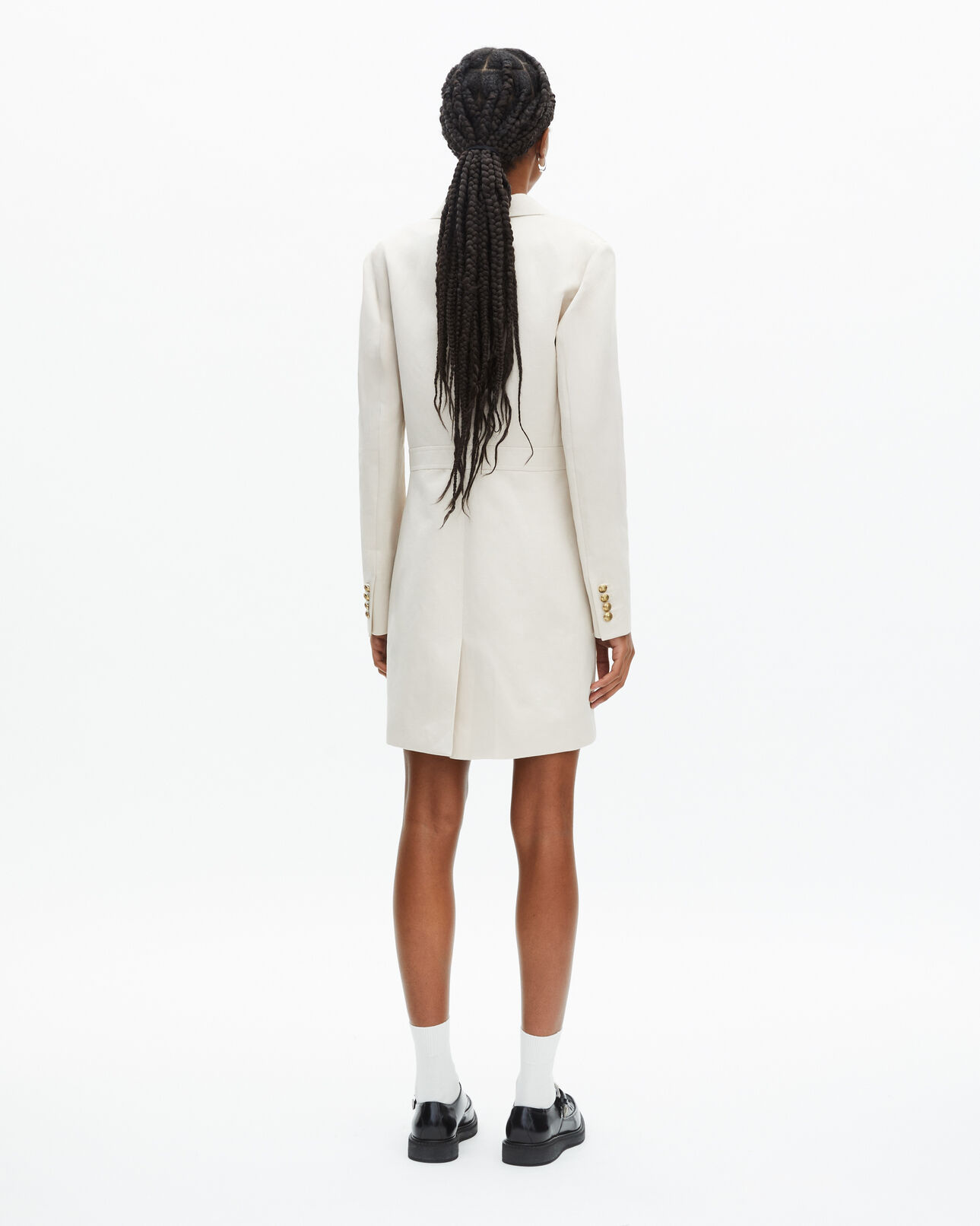 The Kooples MUJER BEIGE vestido corto de algodón y lino crudo