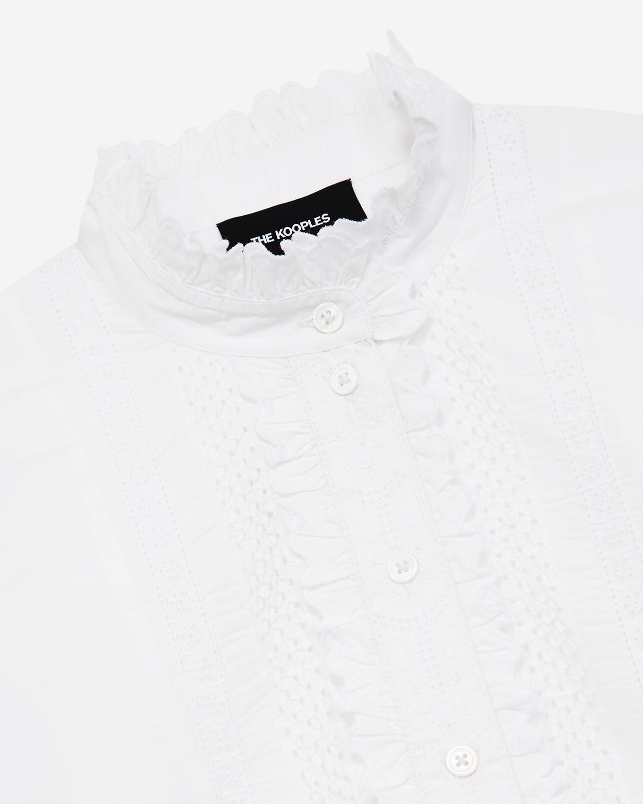 The Kooples MUJER WHITE camisa blanca algodón bordado manga